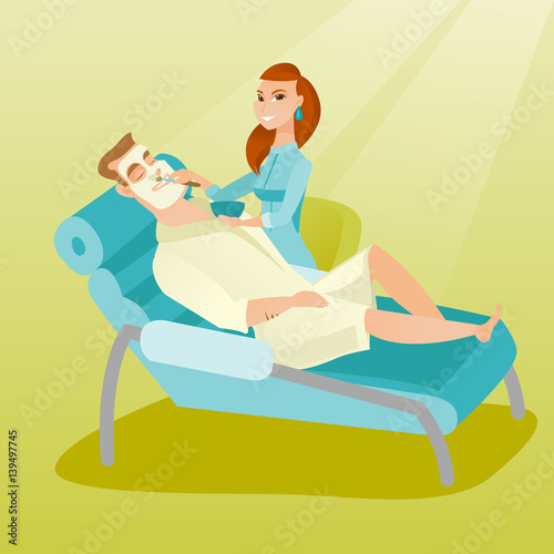 Man in beauty salon during cosmetology procedure
