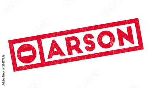 Arson rubber stamp. Grunge design with dust scratches. Effects can be easily removed for a clean, crisp look. Color is easily changed.