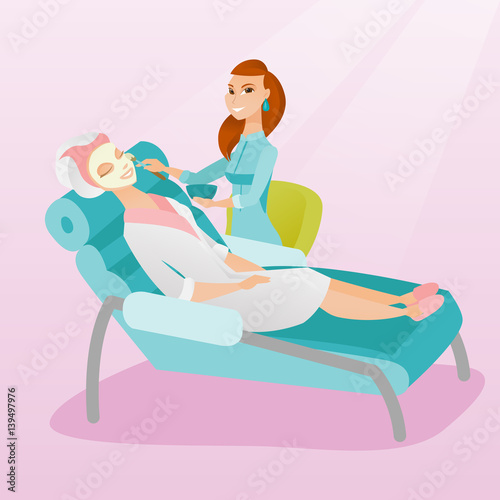 Woman in beauty salon during cosmetology procedure