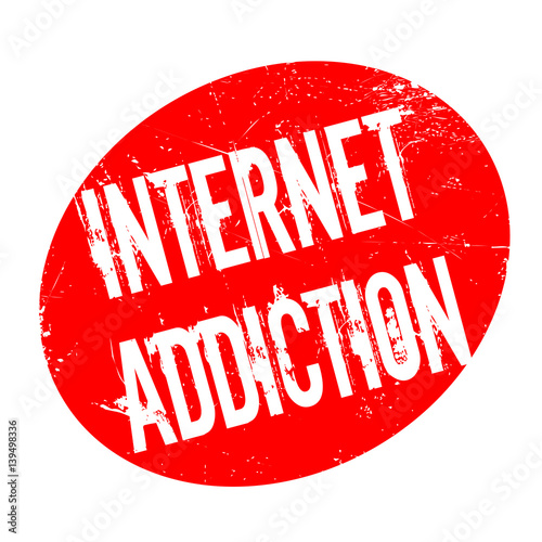 Internet Addiction rubber stamp. Grunge design with dust scratches. Effects can be easily removed for a clean, crisp look. Color is easily changed.