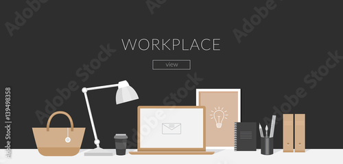 Workplace illustration in flat style.