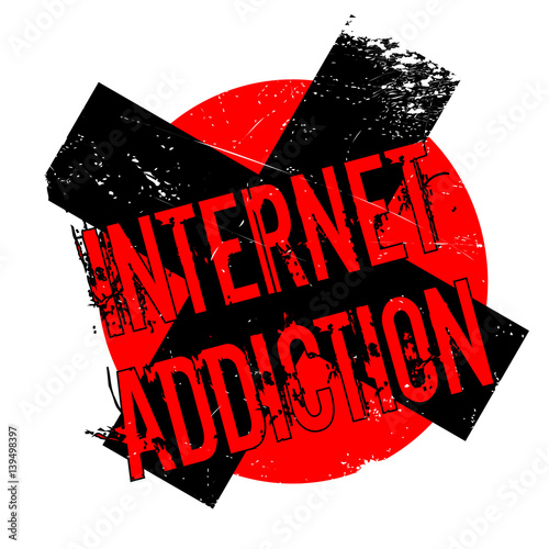 Internet Addiction rubber stamp. Grunge design with dust scratches. Effects can be easily removed for a clean, crisp look. Color is easily changed.