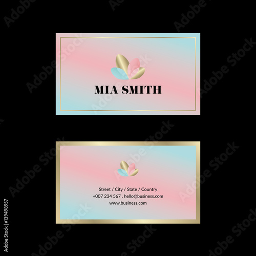 Feminine business card with gold details