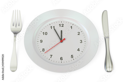 Dinner plate with clock face, 3D rendering