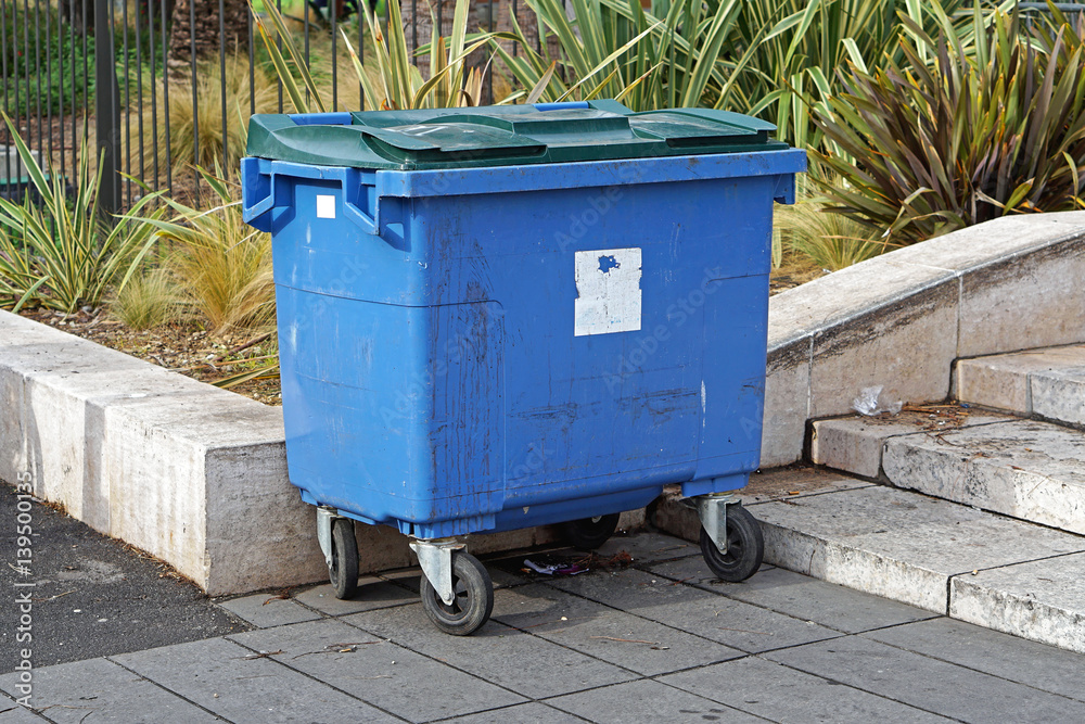 Blue trash can Blue trash can
