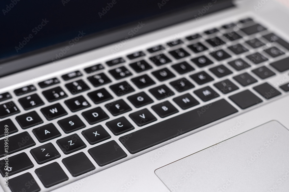 view of laptop keyboard close-up