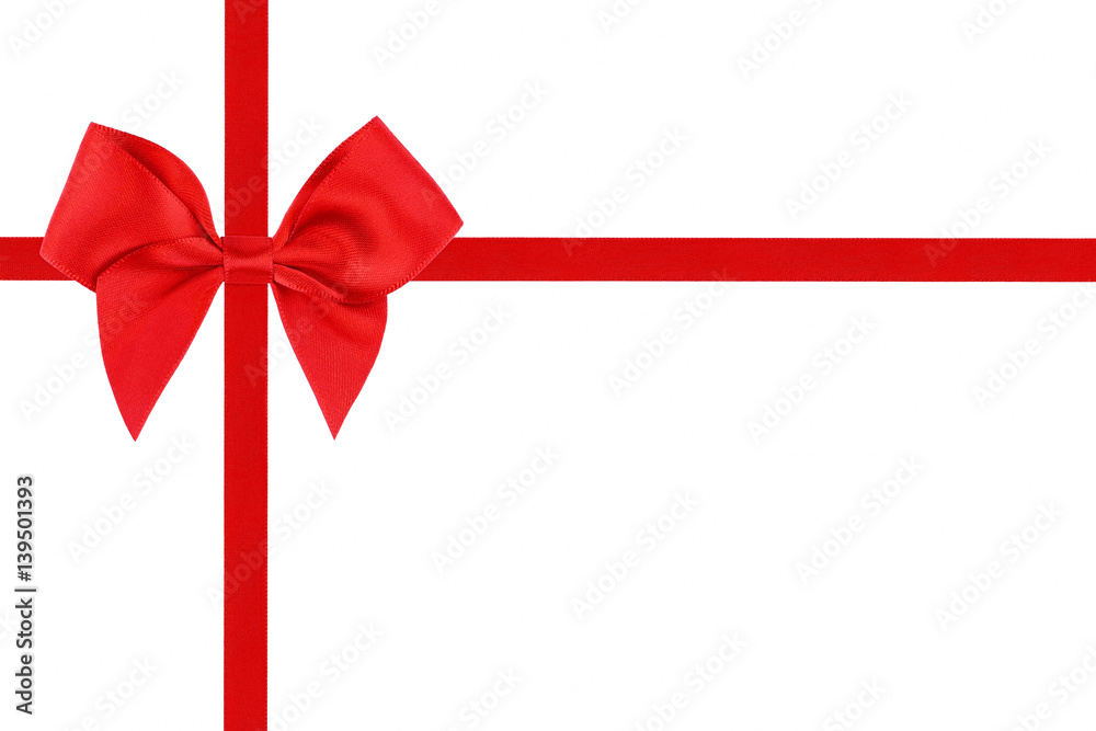 Red ribbon bow isolated on white background Red ribbon bow isolated on white background
