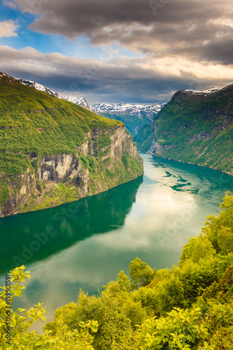 View on Geirangerfjord from Flydasjuvet viewpoint Norway