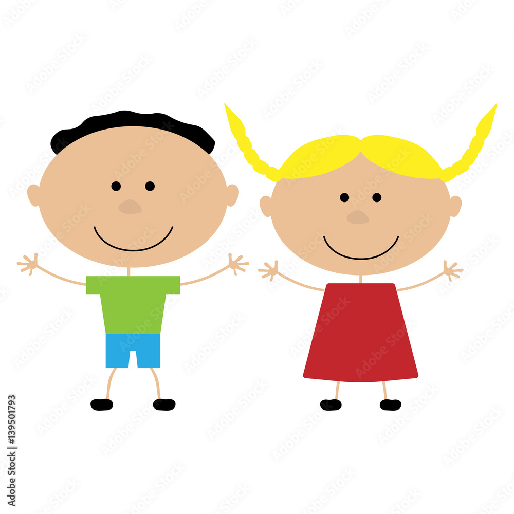 Vector illustration of a girl and boy on a white background Vector illustration of a girl and boy on a white background