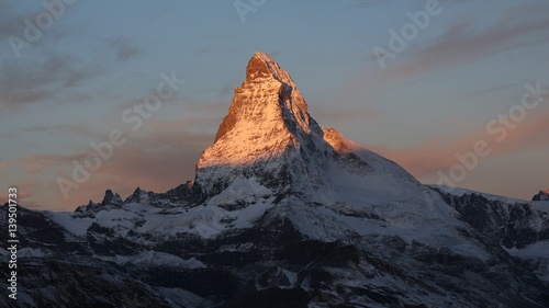 Matterhorn at sunrise. View from Fluhalp, Zermatt.