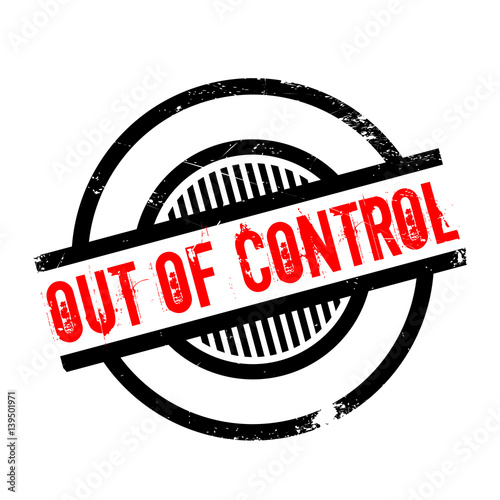 Out Of Control rubber stamp. Grunge design with dust scratches. Effects can be easily removed for a clean, crisp look. Color is easily changed.
