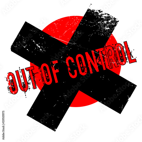 Out Of Control rubber stamp. Grunge design with dust scratches. Effects can be easily removed for a clean, crisp look. Color is easily changed.