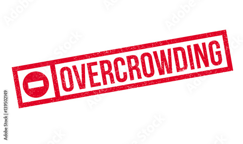 Overcrowding rubber stamp. Grunge design with dust scratches. Effects can be easily removed for a clean, crisp look. Color is easily changed.