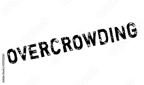 Overcrowding rubber stamp. Grunge design with dust scratches. Effects can be easily removed for a clean, crisp look. Color is easily changed.