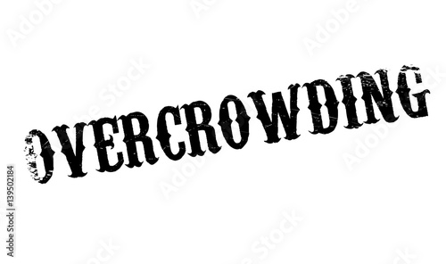Overcrowding rubber stamp. Grunge design with dust scratches. Effects can be easily removed for a clean, crisp look. Color is easily changed.