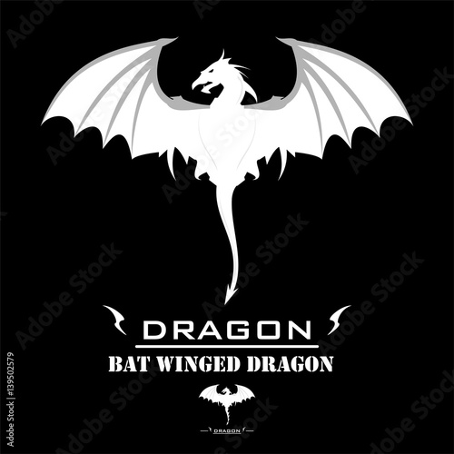 Dragon. White Dragon with the Bat Wing