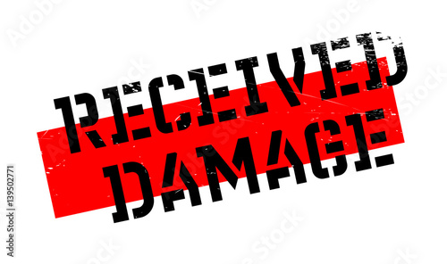Received Damage rubber stamp. Grunge design with dust scratches. Effects can be easily removed for a clean, crisp look. Color is easily changed.