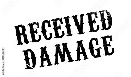 Received Damage rubber stamp. Grunge design with dust scratches. Effects can be easily removed for a clean, crisp look. Color is easily changed.