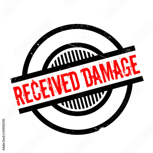 Received Damage rubber stamp. Grunge design with dust scratches. Effects can be easily removed for a clean, crisp look. Color is easily changed.