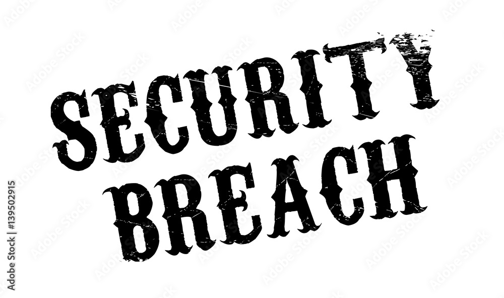 Security Breach rubber stamp. Grunge design with dust scratches. Effects can be easily removed for a clean, crisp look. Color is easily changed.