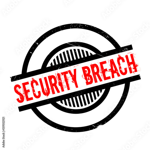 Security Breach rubber stamp. Grunge design with dust scratches. Effects can be easily removed for a clean, crisp look. Color is easily changed.