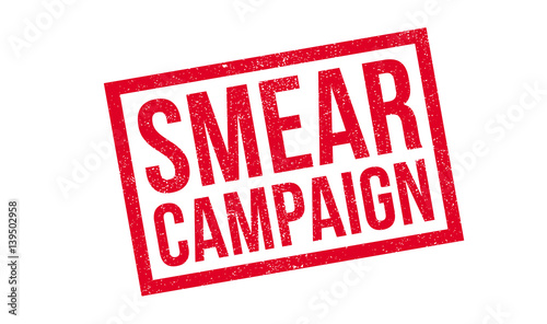 Smear Campaign rubber stamp. Grunge design with dust scratches. Effects can be easily removed for a clean, crisp look. Color is easily changed.