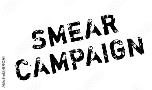 Smear Campaign rubber stamp. Grunge design with dust scratches. Effects can be easily removed for a clean, crisp look. Color is easily changed.