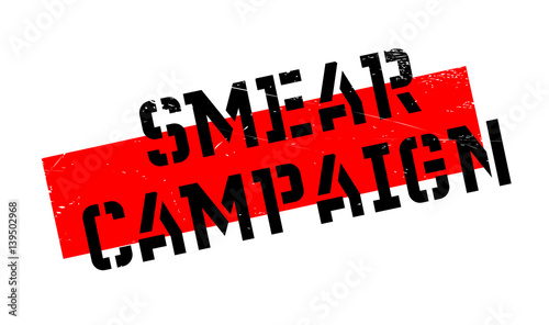Smear Campaign rubber stamp. Grunge design with dust scratches. Effects can be easily removed for a clean, crisp look. Color is easily changed.