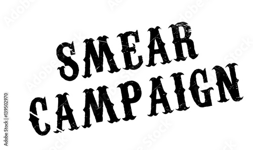 Smear Campaign rubber stamp. Grunge design with dust scratches. Effects can be easily removed for a clean, crisp look. Color is easily changed.