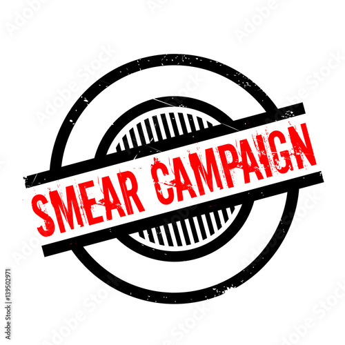 Smear Campaign rubber stamp. Grunge design with dust scratches. Effects can be easily removed for a clean, crisp look. Color is easily changed.
