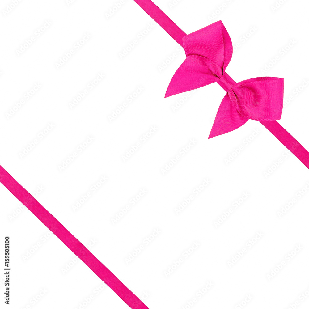 Pink ribbon with bow isolated on white background Pink ribbon with bow isolated on white background