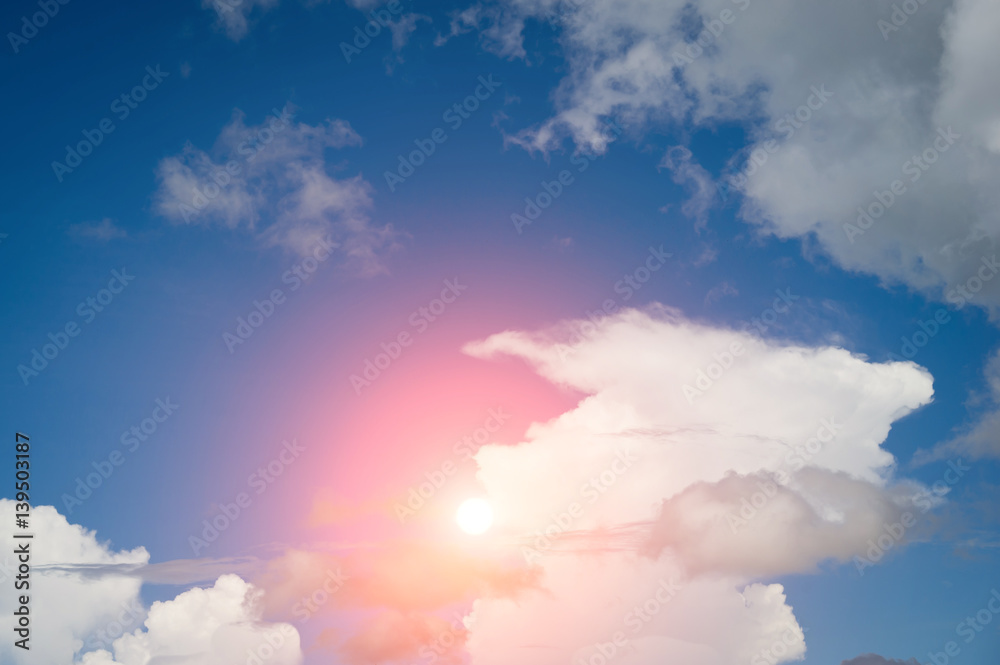 Fototapeta premium sun and cloud background with a pastel colored