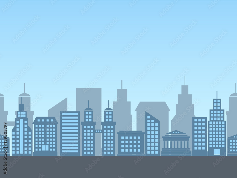 vector seamless background with siluettes of buildings
