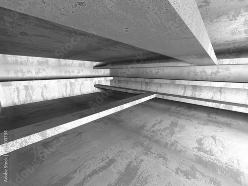 Dark concrete empty room. Modern architecture design