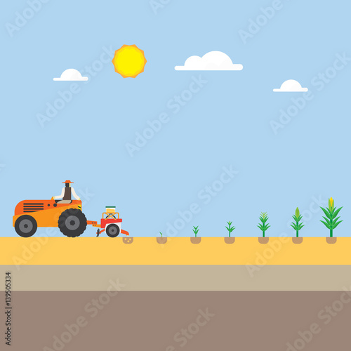 tractor with automatic seeding and corn growing