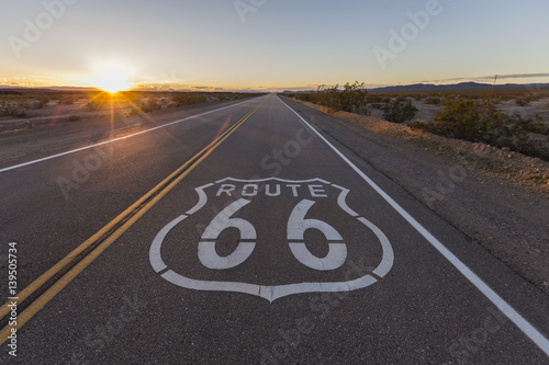 Sunset on Route 66 in the C...