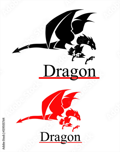 Dragon. Flying Dragon. Great flying Dragons spread its wings
