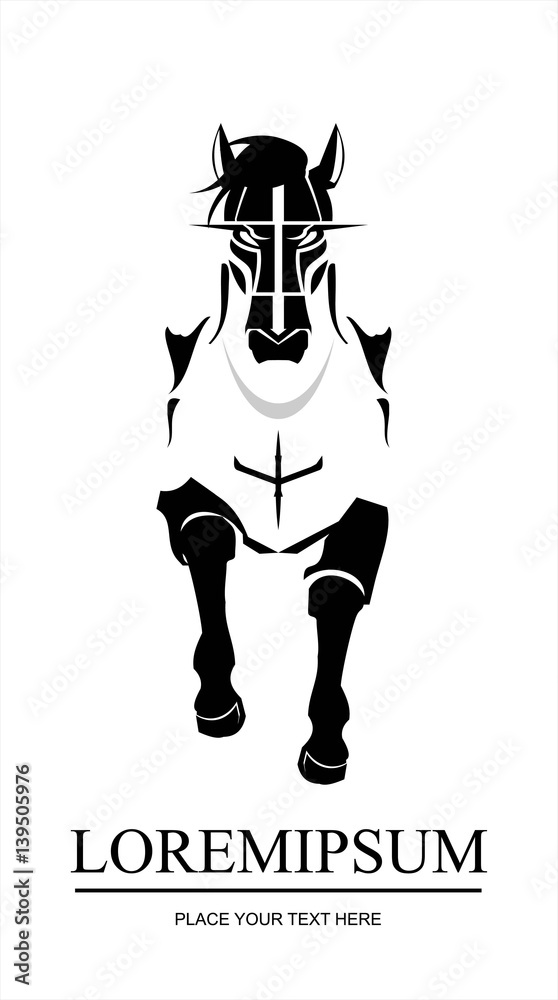 Horse. elegant running horse logo. Front view of running horse logo