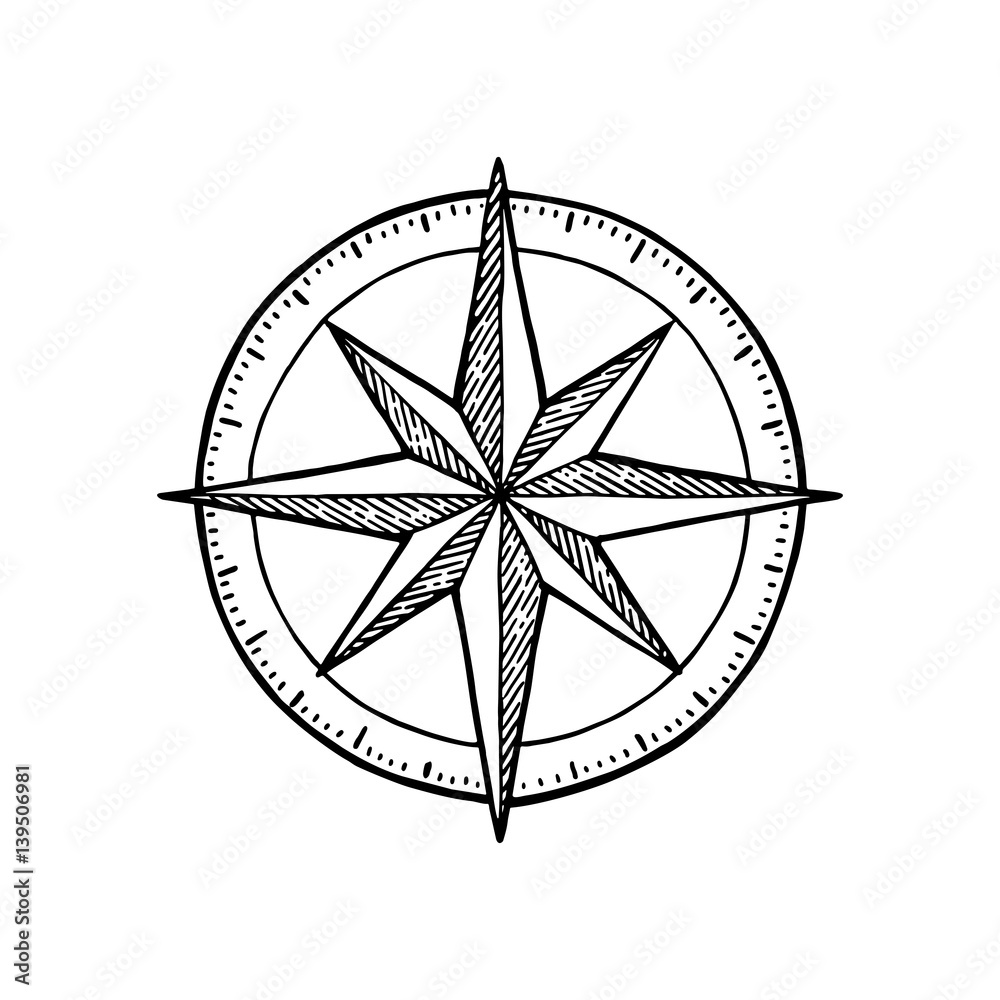 compass vector retro