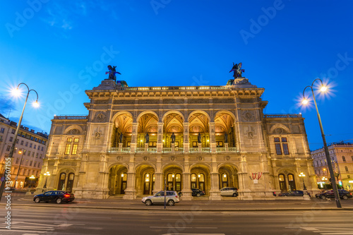 Vienna State Opera at night, Austria © Noppasinw