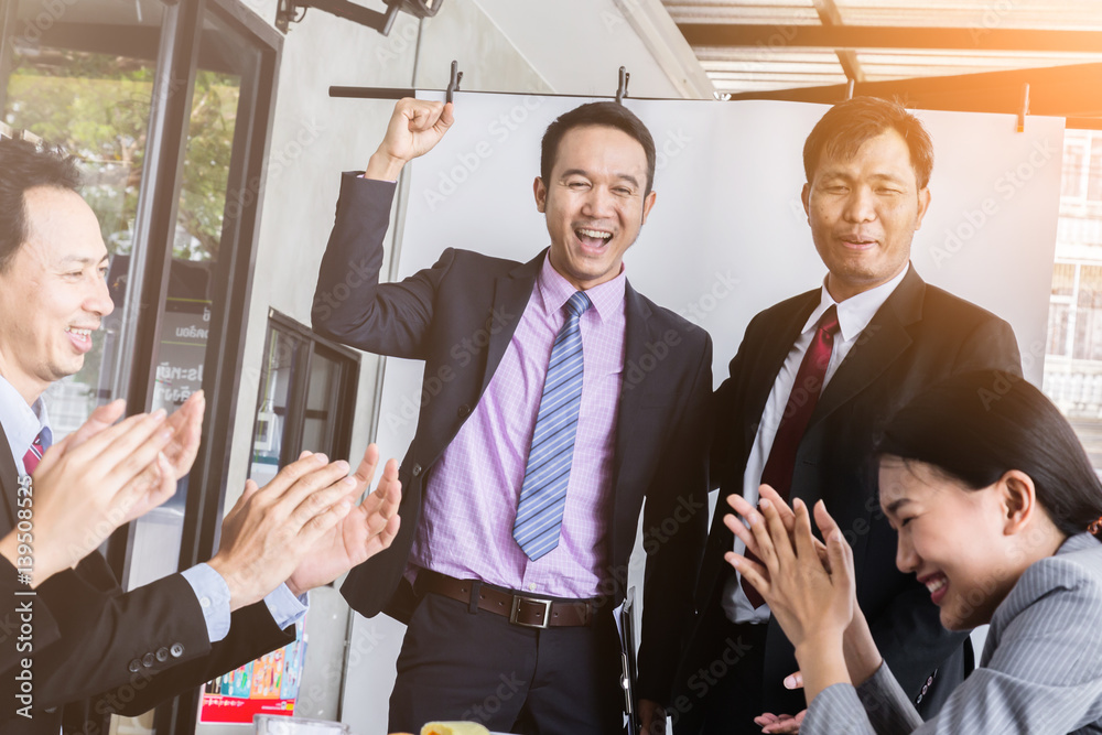 business teamwork idas concept with group of business people presentation and consulting at outdoor office space business teamwork idas concept with group of business people presentation and consulting at outdoor office space