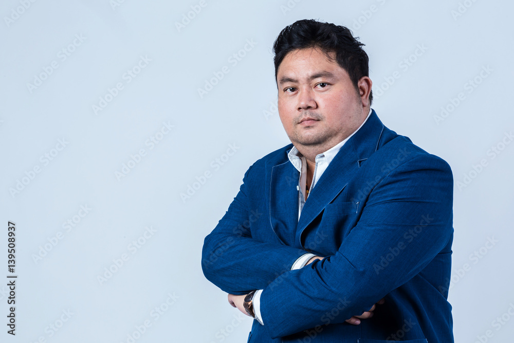 fat asian business man with shirt isolate on white background fat asian business man with shirt isolate on white background