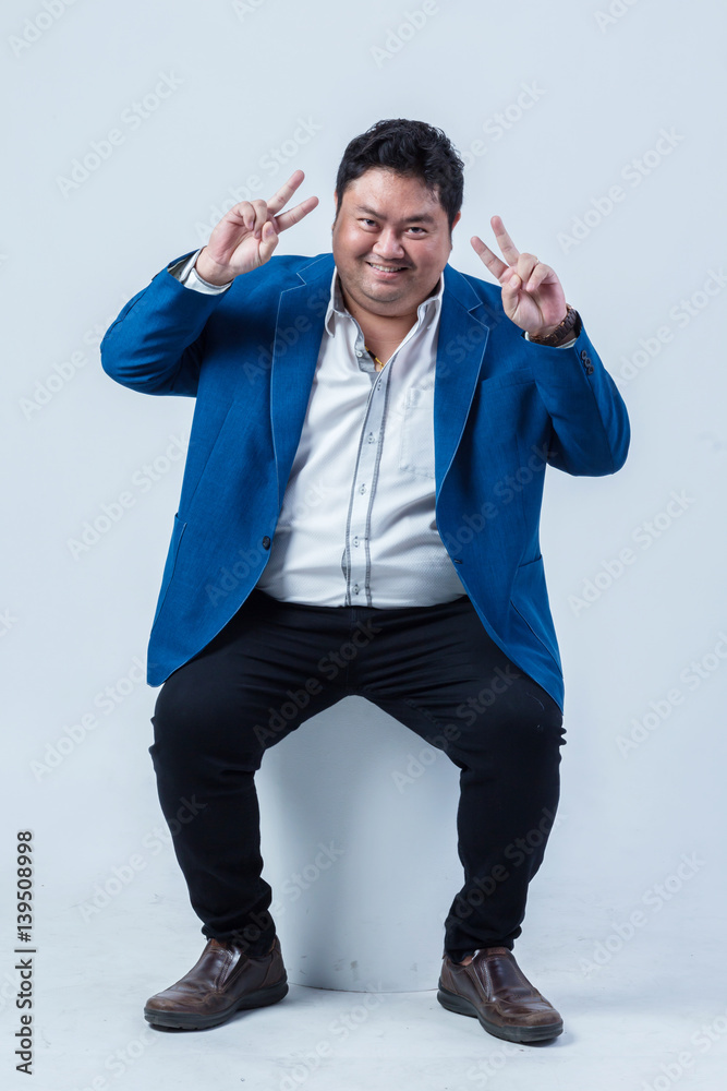 fat asian business man with shirt isolate on white background fat asian business man with shirt isolate on white background