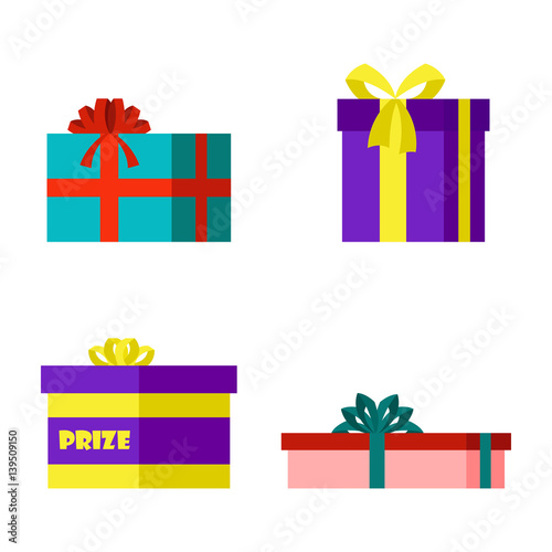 Gift box anniversary event satin greeting object with ribbon and bow isolated...