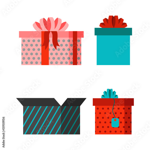 Gift box anniversary event satin greeting object with ribbon and bow isolated...