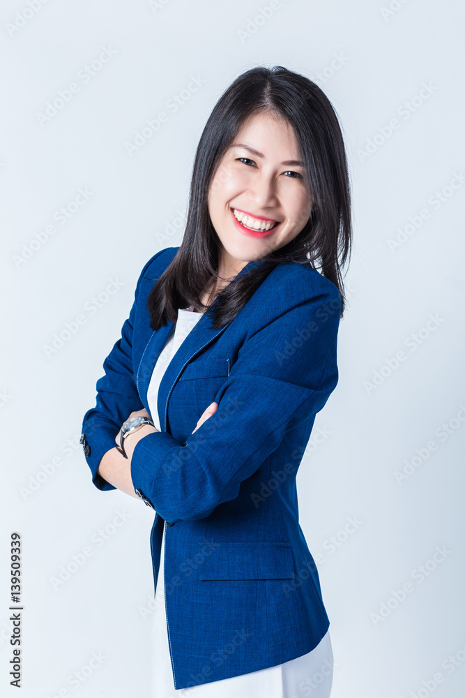 young asian businesswoman on white background