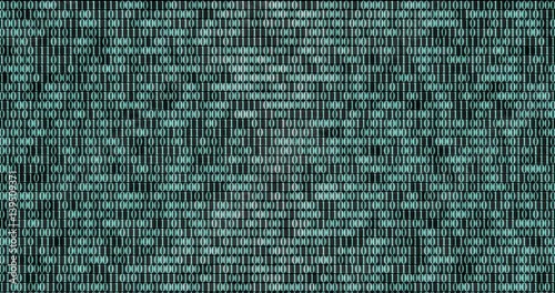 Binary code random numbers glowing on a black background 