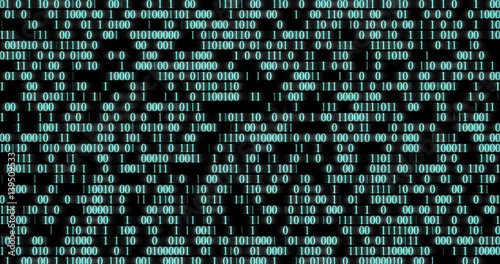 set of random binary code glowing on a black background