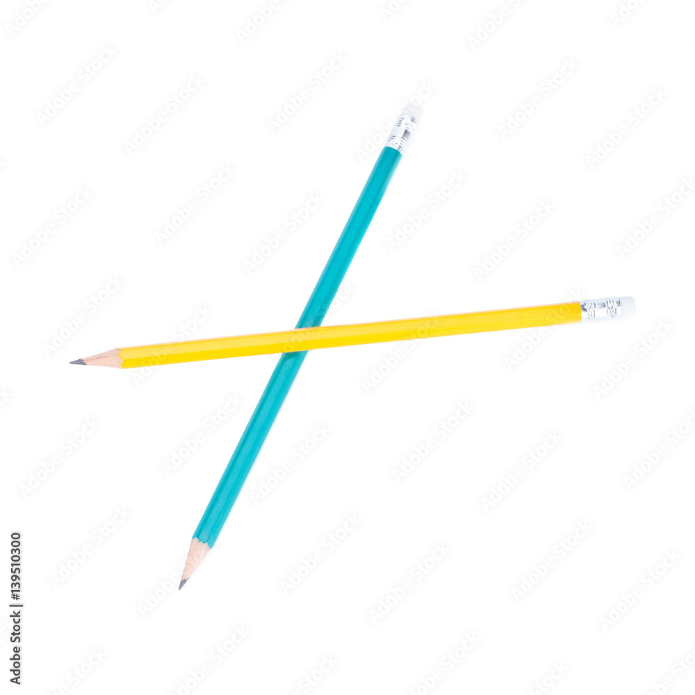 Pencil Green and yellow isolated on white Pencil Green and yellow isolated on white