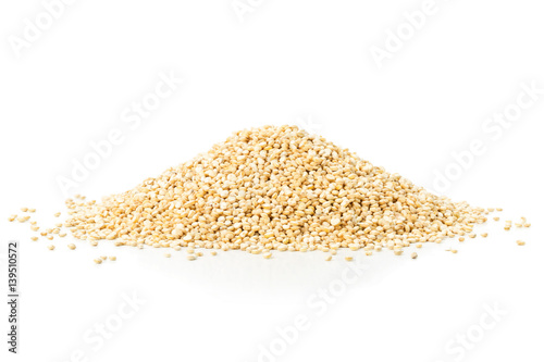 Heap of raw, uncooked quinoa seed photo